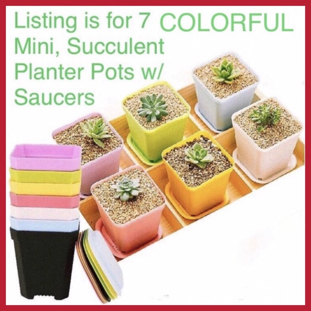★NEW★ 7 PACK Mini Planters Succulent Cactus Flower - Picture 2 of 16